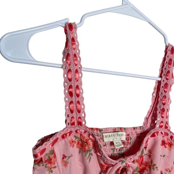 Thirty Thirty Tank Top Women's XS Ribbon Bow Cropped Boho Coquette Cottage - Picture 4 of 9